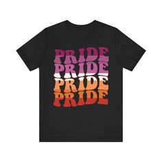 Showcase your pride with our striking T-shirt featuring the word "PRIDE" in the vibrant colors of the lesbian pride flag. This eye-catching design not only makes a statement but also supports the LGBTQ+ community. 🏳️🌈 🏭 PRODUCTION TIME: 2-5 days (Usually 2 days) 📦 SHIPPING TIME: 2-8 days (Usually 4 days) 📜 PRODUCT DESCRIPTION: Bella Canvas is a high-quality t-shirt crafted with superior materials. Made from 100% combed and ring-spun cotton. Our T-shirts are unisex and flatter various body t Lesbian Pride Flag, Tshirt Crafts, Pride Tshirts, Flag Colors, Pride Flag, High Quality T Shirts, Pride Flags, 8 Days, Air Dry