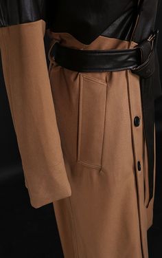 Brown And Black Two-Tone Belted Trench Coat | Yoon Se Ri - Crash Landing On You | K-Fashion at Fashionchingu Classy Black Dress, Thigh Wrap, Black Dresses Classy, Classic Trench Coat, Belted Trench Coat, Leather Trench Coat, Brown Dress, Pair Of Pants, Favorite Dress