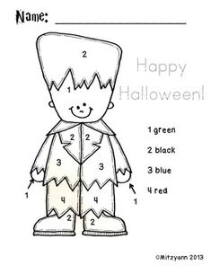 a halloween coloring page with the words happy halloween on it and an image of a boy in