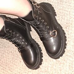 Brand New Never Worn (Other Than Me Modeling Them Lol) Very Cute Just Forgot To Return Them Ended Up Not Needing Them, Size 7 1/2 But Fits Like A 7 Gothic Shoes, Moto Boots, Combat Boots, Size 7, Buckle, Women Shoes, Brand New, Boots, Halloween