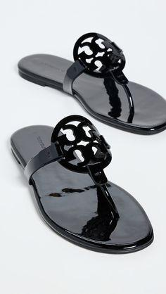 Tory Burch Miller Soft Sandal | Shopbop Tory Burch Sandals Outfit, Tory Burch Sandals Black, Black Tory Burch Sandals, Tory Burch Black Sandals, Mac Setup, Tori Burch, Pretty Sneakers, Soft Sandals, Pretty Sandals