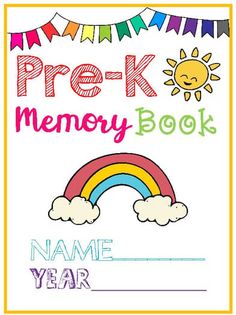 a colorful book cover with the words prok memory book and a rainbow on it