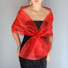 Elegant Red Shawl For Party, Elegant Wedding Wrap, Elegant Organza Shawl For Evening, Elegant Red Shawl, Formal Organza Shawl, Fitted Wrap For Wedding, Elegant Formal Wrap, Organza Gloves, Organza Shawl