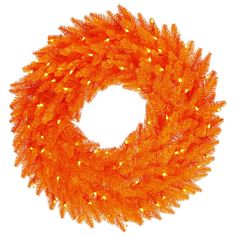 K162431LED Holiday/Christmas/Christmas Wreaths & Garlands & Swags Orange Led Lights, Lighted Wreaths, Christmas Wreaths With Lights, Orange Wreath, Holiday Picks, Modern Holiday Decor, Artificial Christmas Wreaths, Orange Christmas, Artificial Wreath