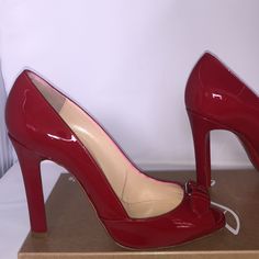 Authentic Guaranteed. Brand New With Box And Signature Cl Bag. Style Name Is Openbelt. Heel Is 100 Mm. Silver Buckle Embellishments. Open Toe. Please See Photos For Details. Thanks For Looking!!! Glamorous Red Open Heel Heels, Red Patent Leather Luxury Heels, Luxury Red Patent Leather Heels, Luxury Red Heels For Evening, Elegant Red Open Toe Heels, Formal Open Toe Heels With Red Sole, Glamorous Red Sole Heels For Formal Occasions, Designer Red High Heel Shoes, Designer Red High Heels