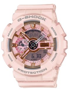 Casio G-Shock S-SERIES Womens Pink Analog Digital Watch GMAS110MP-4A1 - Shop at Altivo.com Gold Watches For Men, Time Alarm, Digital Light, Strong Independent, Soft Beauty, Gold Watches, Pink Watch, Work Meeting, Gold Watch Men