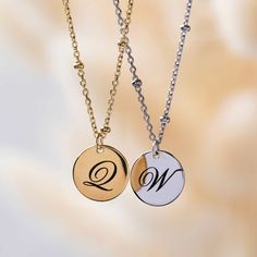 The perfect personalized gift for anyone with a calligraphy initial necklace. It's perfect as a birthday, friendship, mother's day and bridesmaids gift. Features a small round disc on a beaded chain from our signature O Collection. Disc diameter 9mm Adjustable chain: 17-19in (43-48cm) Laser Engraving Gold Vermeil Italian Bead Chain Spring clasp closure Hypoallergenic, lead and nickel free #258G Elegant Sterling Silver Round Disc Coin Necklace, Round Charm Necklace With Adjustable Chain For Her, Elegant Customizable Charm Necklace As Gift For Her, Elegant Medallion Necklaces With Initials, Elegant Round Initial Necklace As A Gift For Her, Classic Round Charm Necklaces For Gifts, Elegant Round Monogram Charm Necklace, Elegant Charm Necklaces For Personalized Gift, Elegant Round Disc Coin Necklace