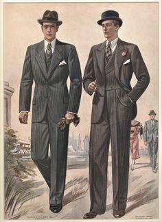 Matted 1937 Men's Tailoring Fashion Lithograph-for Home or Office | Chairish 1940s Business Man, 1820s Mens Fashion, Men 20s Fashion, 1929 Mens Fashion, 1959 Mens Fashion, 30s Male Fashion, Mob Fashion Men, The Great Gatsby Fashion Men, 1922 Mens Fashion