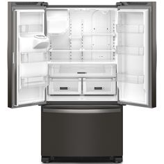 an open refrigerator with its door wide open