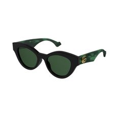 001 GUCCI Gucci GG0957S 001 Green Sunglasses, Green Lenses, Green Frame, Gucci Sunglasses, Cat Eye Frames, Black Green, Face Shapes, Stylish Women, Black Frame