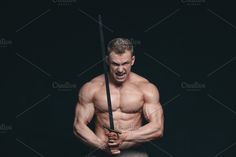 Bodybuilder man posing with a sword #Sponsored , #affiliate, #sword#isolated#posing#Bodybuilder Bodybuilder Man, Man Posing, Bodybuilders Men, Fashion Grunge, Creative Flyers, Story Board, Body Reference, Male Poses, Photo Reference