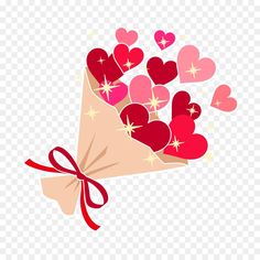 a bouquet of hearts with a ribbon on the end clipart png image transparent background