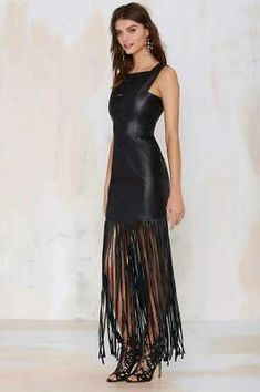 New Women's Genuine soft Lambskin Leather Designer party wear Ladies Dress MML42 | eBay Black Leather Dresses, Styl Glamour, Fringe Dress, Leather Dresses, Leather Dress, Fashion Mode, Mode Style, Leather And Lace, Women's Dresses