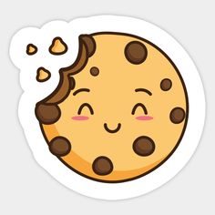 a cartoon cookie with chocolate chips on it's face