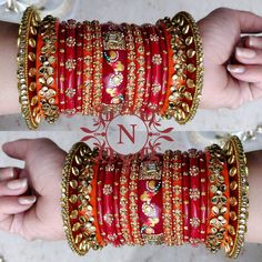 Get Ready To Reveal Your True Beauty With Rajwadi Style Red & Orange Chuda Set. Prettified With High Quality Glass Kundan. Center Piece Is Beautified With Rajwadi Style Hand Painting.Be An Angel And Create A Splendid Impact On Everyone By Wearing This Gorgeous Design. This is a set of 30 Bangles (15 For Both Hands). Traditional Wear For Marriage And Festivals, Red Kundan Bangle With Zari Work, Chandbali Bridal Sets For Marriage Festivals, Red Meenakari Temple Jewelry Traditional Wear, Red Gota Work Jewelry For Navratri, Red Bangle With Zari Work For Diwali, Red Zari Work Bracelet For Diwali, Red Zari Work Bangle For Diwali, Red Diwali Bangle With Zari Work