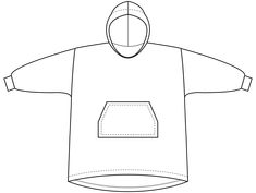 the front and back view of a hoodie sweatshirt with an over - sized pocket