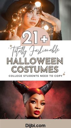 two different halloween costumes with the title 21 + totally fun and free printable halloween costumes for college students need to copy