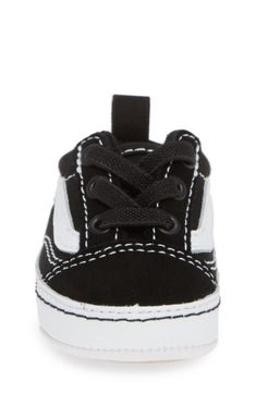 A classic low-top sneaker with a signature wavy line is miniaturized to perfect proportions for little feet. Style Name:Vans Old Skool Crib Shoe (Baby). Style Number: 5677170_2. Non-slip Lace-up Canvas Sneakers, Casual Lace-up Sneakers With Soft Sole, Casual Non-slip Low-top Skate Shoes, Black Non-slip Low-top Slip-on Sneakers, Casual Low-top Non-slip Skate Shoes, Sporty Non-slip Canvas Sneakers, Non-slip Low-top Canvas Sneakers, Sporty Non-slip Low-top Canvas Shoes, Low-top Sneakers With Elastic Laces For Skateboarding