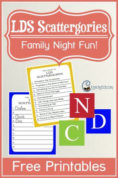 the free printables for kids's scattergories family night fun