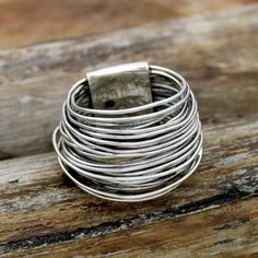 Handmade Wraparound Silver Wire Ring Sterling Silver Ring | Etsy Silver Wire Rings, Wire Ring, Statement Ring Silver, Wire Rings, Wire Wrapped Rings, Unique Jewelry Designs, Wrap Rings, Schmuck Design, Ring Handmade