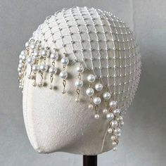 Boho Pearl And Rhinestone Net Luxury Look Headpiece * White * Pearls And Rhinestones * Size: One-Size (Crown: 58cm) (22.8" Inch) Vintage Head Pieces, Elegant White Rhinestone Headpieces, Elegant Crystal Headpiece For Party, Elegant Rhinestone Fringe Headpiece For Party, Elegant Party Headpiece With Rhinestone Fringe, White Rhinestone Party Headpiece, 1950s Headpiece, 1920 Headpiece, Vintage Headwear