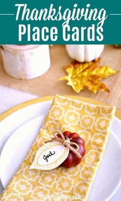 a thanksgiving place card on a plate