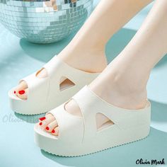 Olivia Mark - High Heel Platform Sandals - Stylish, Slip-Resistant, Breathable, Elevated Wedge Shoes for Outdoor Wear High Heel Platform Sandals, Clear High Heels, High Heel Platform, Mary Jane Flats, Casual Sport Shoes, Fashion Sandals, Mesh Design, Outdoor Wear, Shoe Style