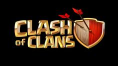 the clash of clans logo with an arrow and shield in gold on a black background