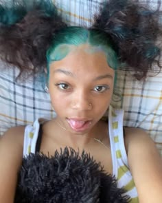 Adore Hair Dye, Mixed Curly Hair, Peekaboo Hair, Cute Hair Colors, Turquoise Hair, Quick Natural Hair Styles, Dyed Hair Inspiration, Cute Box Braids Hairstyles