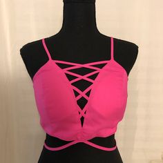 Brand New Hot-Pink Miss Avenue Crop Top. Size M. Front Crisscross Straps. Elastic Back. Spaghetti Adjustable Straps. Zipper On The Back. 98% Polyester And 2% Spandex. Summer Cross Back Tops For Night Out, Pink Fitted Strappy Top, Pink V-neck Crop Top For Summer, Fitted Strappy Pink Top, Fitted Pink Strappy Top, Spring Crop Top With Crisscross Straps For Night Out, Spring Crisscross Crop Top For Night Out, Spring Season Crisscross Crop Top For Night Out, Pink Beach Top With Straps