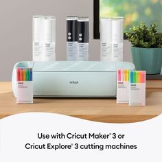 the cricut maker 3 or cricut explore's cutting machines are on display