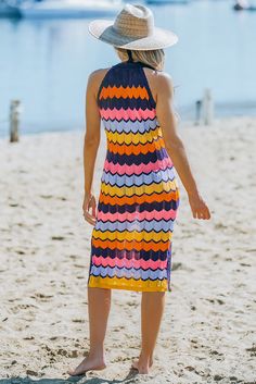 Multicolour Striped Knit Sleeveless Dress Casual Dress Patterns, Knit Summer Dress, Buy Sweaters, Chic Casual, Sweater Dress Women, Sweater Dress Midi, Daily Dress, Knit Midi, Knit Sweater Dress