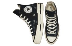 A00916C Converse Chuck 70 Plus, Converse Noir, Chuck 70 Plus, Estilo Converse, Converse Chuck Taylor 70, Chuck Taylor 70, Converse Platform, Custom Chuck Taylors, High Top Shoe