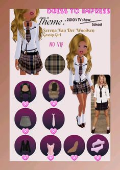 Serena Van Der Woodsen from Gossip Girl tutorial, dress to impress (NO VIP) For 2010's TV Show and School theme (or others) Made by me, based on the photos of the serie ~#dresstoimpress #dti #gossipgirl #theme #2010stvshow #2010tvshow #school #tutorial #outfit Gossip Girl Dresses, Serena Van Der Woodsen Outfit, Tv Dress, Outfit Ideas School, Serena Dress, Vip Dress, Serena Van Der, Gossip Girl Outfits, Serena Van