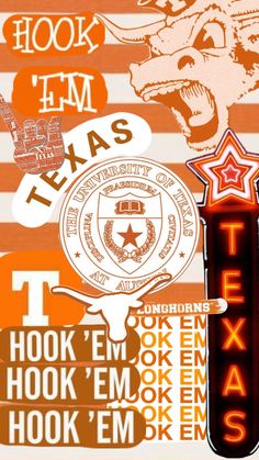 an image of a poster with the words texas and other things on it's side