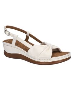 Take on the summer in comfort and on-trend with the Jupiter sandal by Easy Street. Designed with details in mind, the on-trend knotted upper and super light and flexible artisan construction with a unique slingback design. The stitched heel-to-toe padded footbed and the adjustable buckle will have your feet walking comfortably with the perfect fit. Easy Street® Jupiter Comfort Sandals Heel-to-toe padded footbed Adjustable buckle Manmade Spot Clean Imported Sandals On Sale, Womens Sandals Wedges, Slingback Sandals, Easy Street, Shoe Carnival, Sandals For Sale, Comfortable Sandals, Slingback Sandal, Wedge Sandals