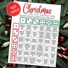 the christmas dice game is shown with candy canes around it