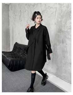 Moongor Street Style Fake Two Piece Button Long Sleeve Midi Dress Button Long Sleeve, Sleeve Midi Dress, Long Sleeve Midi, Long Sleeve Midi Dress, Dress Collection, Wardrobe Essentials, Unique Style, Two Piece, Midi Dress