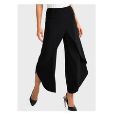 New With Tags Size: 4 Color: Black Fabric: Silky Knit 96% Polyester 4% Spandex No Zipper Elastic Waist Not Lined Flare Black Pants, Jumpsuit And Blazer, Tulip Design, Flowy Pants, Pants Style, Joseph Ribkoff, Pant Style, Summer Hats, How To Feel Beautiful