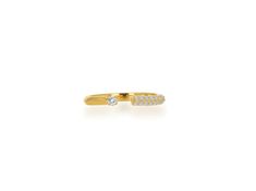 This Pave Diamond Open Ring is available in 14K Yellow Gold. It features 2 bands that are connected in the back.Diamond total weight 0.21 ctSizes 5-9 availablePlease allow 3-6 weeks for delivery Open Ring, Pave Diamonds, The Back, Yellow Gold, Band, Ring, Yellow, Gold