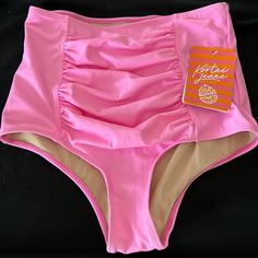 Nwt Kortni Jeane Pink Bikini Bottom Size Small High Waist Pink Tankini For Pool, Pink Ruched Tankini For Pool, Fitted Ruched Bottoms For Sunbathing, Pink Ruched Tankini For The Beach, Pink Ruched Tankini For Beach, Pink Ruched Swimwear For Sunbathing, Pink Fitted High Waist Tankini, Pink Fitted Lined Tankini, Pink Fitted Bottoms For Beach Party