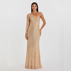 Ieena For Mac Duggal Sequin Fabric (100% Polyester) Fully Lined One Shoulder Neckline Long Single Puff Sleeve Bust Pads Concealed Back Zipper Approx. 62.5" From Top Of Shoulder To Bottom Hem Available In Rose Gold (Final Sale) And White Style #26591 Wedding, Mother Of The Bride, Mother Of Bride, Mother Of The Groom, Mother Of Groom, Mob, Mog, Bridesmaid, Bride, Gown, Dress, Stunning, Dresses, Clothes, Fashion, Luxury, Sequins, Fashion Designer, Discount, Discount Dresses, Wedding Guest, Gala, So Wedding Mother Of The Bride, Mother Of Groom, Dresses Wedding Guest, Bride Gown, Mac Duggal Dresses, Trumpet Gown, Mother Of Bride, Mac Duggal, Dinner Dress