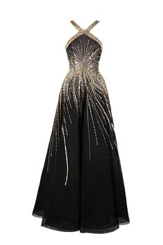 Halter neck gold beaded tulle dress – HERTROVE Long Tulle Dress, Tulle Dress Long, Saiid Kobeisy, Black Fr, Beaded Tulle, Iconic Dresses, Ball Gowns Evening, Gala Dresses, Gowns Of Elegance