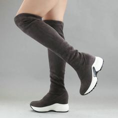 Stay warm and stylish in the Yexy Women's Over-The-Knee Boots! by USS Shoes The stretch fabric upper and rubber outsole offer a snug fit and durability, while the short plush lining and insole provide cozy comfort. Slip-on style with a wedge heel for a touch of casual. Womens High Boots, Sport Chic Style, Fabric Boots, Spring Boots, Sport Chic, Platform Sneaker, Long Boots, Winter Casual, Comforters Cozy