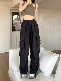 Faster shipping. Better service Wide Leg Cargo Pants, Korean Casual, Plus Size Summer, Really Cute Outfits, Casual Trousers, Pants Outfit, Free Clothes, Summer Casual