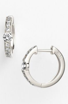 Bony Levy 'Linea' Small Diamond Hoop Earrings (Nordstrom Exclusive) available at… Small Diamond Hoop Earrings, Diamond Bezel Bracelet, Black Diamond Bracelet, Diamond Huggie Earrings, Front Back Earrings, Bony Levy, White Gold Earrings, Diamond Hoop Earrings, Huggie Earrings