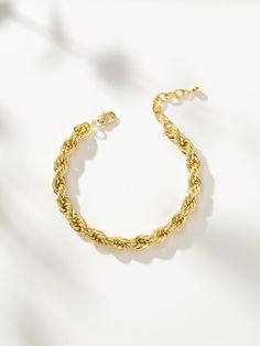 It doesn’t get much better than a classic rope chain, and our Hollis Bracelet is no exception. Created with 14k gold-plated brass, she’ll make a statement on her own but also pair well with a cuff to create a dynamic duo. | Gold Classic Rope Chain Hollis Bracelet | Women's Jewelry by Uncommon James Gold Rope Chain Bracelet For Everyday, Everyday Gold Rope Chain Bracelet, Everyday Yellow Gold Rope Chain Bracelet, Everyday Rope Chain Bracelet, Adjustable Gold Rope Chain Bracelet, Elegant Gold Bracelet With Rope Chain, Gold Metal Braided Bracelets, Classic Gold Bracelets With Rope Chain, Gold Rope Chain Bracelet As A Gift