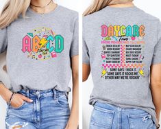 Retro ABDC Daycare Shirt, Daycare Tour Sweatshirt, Daycare Worker Gift, Cute Shirt, Teacher Hoodie, School Shirt, Gift For Her Welcome to HandmadeTeeTX, your go-to shop for custom graphic T-Shirts for all your special occasions! We offer a stunning collection of T-Shirts, Sweatshirts, and Hoodies, all printed using high-quality, long-lasting DTF technology. Looking for fun gifts for your loved ones? Check out our Etsy store to find the perfect piece! HOW TO ORDER 1 - Please be sure to review the listing pictures, charts and choose the garment color and size that suits you best. 2 - Choose from a variety of clothing styles and sizes. 3 - Choose from a variety of clothing colors. 4 - Enter personalization information, if offered, as shown in the example. (Optional) 6 - Add to cart (you can g Daycare Worker, Daycare Director, Cute Shirt, Fun Gifts, Gift Cute, Clothing Styles, School Shirts, Teacher Shirts, Cute Shirts