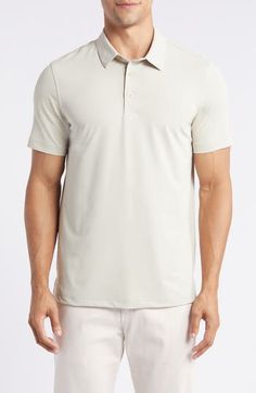 A smart-casual look for warm weather, this solid-hued polo is made from smooth, stretchy performance jersey that keeps you feeling comfortable. Button half placket Spread collar Short sleeves 88% polyester, 12% polyurethane Machine wash, tumble dry Imported Smart Casual, Warm Weather, Casual Looks, How Are You Feeling, Short Sleeves, Nordstrom, Collar, Mens Tops