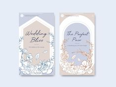 two wedding tags with flowers on them